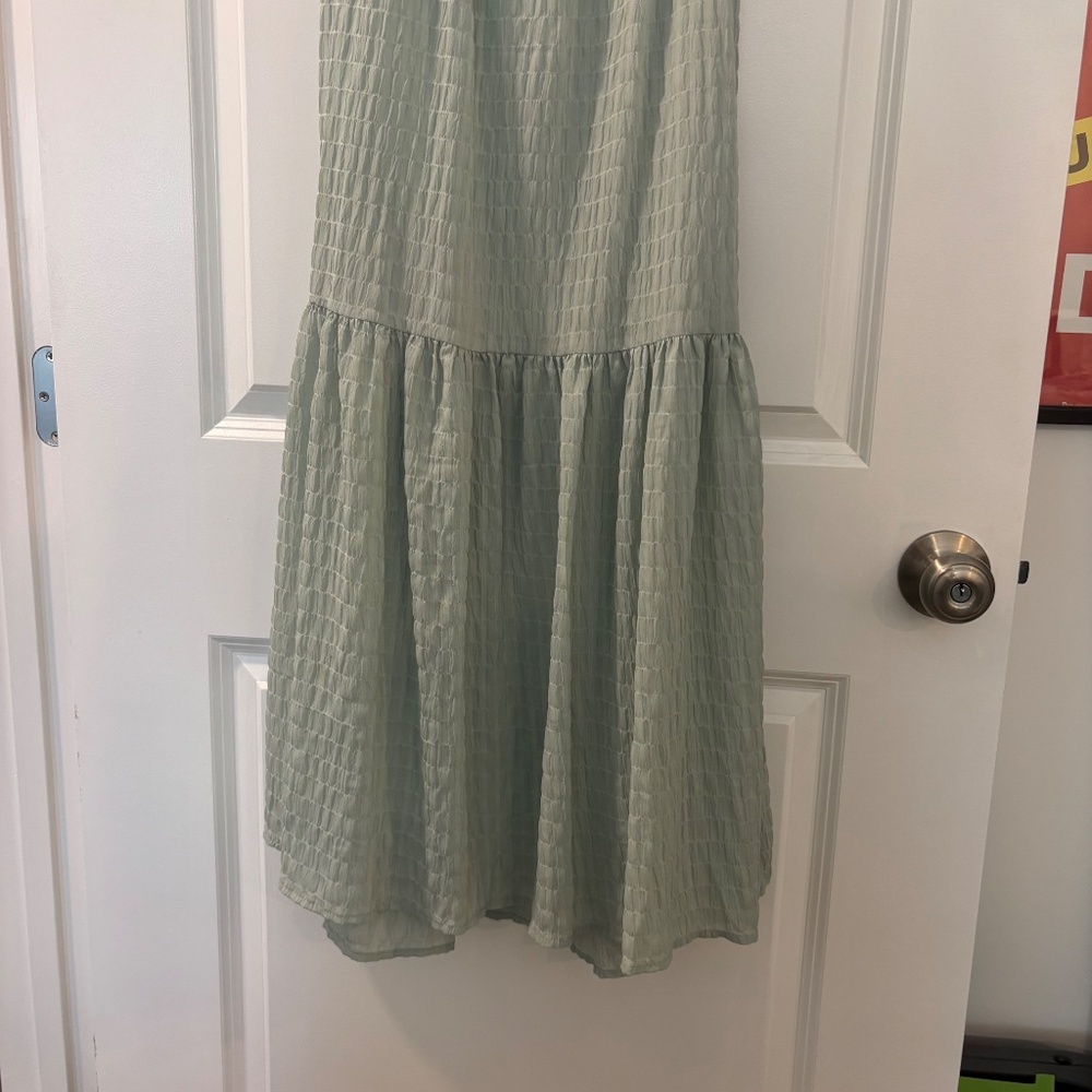 NWT Lush Dreamiest Darling Mint Smocked Tie-Back Tiered Midi Dress - Picture 5 of 12
